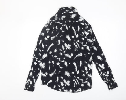 Womens UK Size 10 Zara Black Basic Button-Up