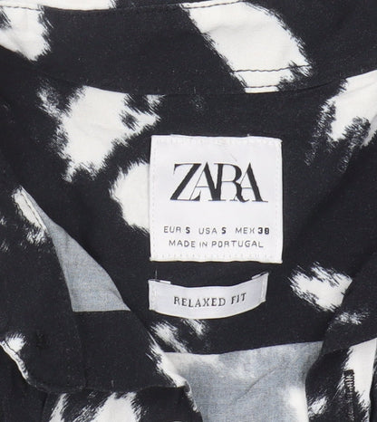 Womens UK Size 10 Zara Black Basic Button-Up