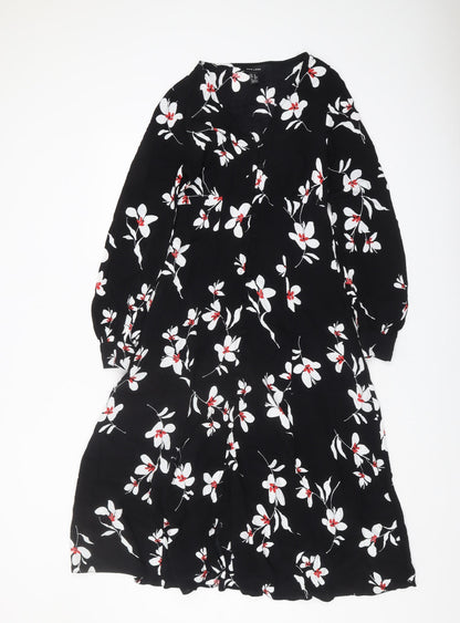 New Look Women's Black Floral Dress Size 8