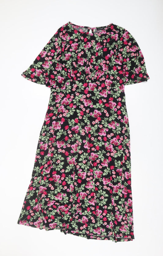 Dusk Women's Multicoloured Floral Midi A-Line Dress