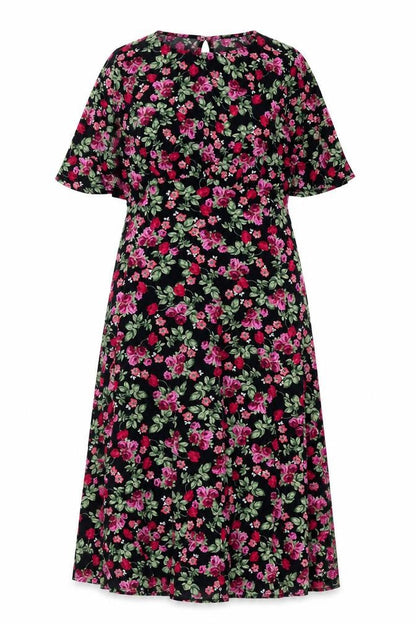 Dusk Women's Multicoloured Floral Midi A-Line Dress