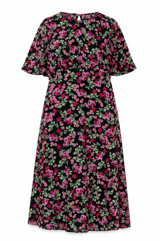 Dusk Women's Multicoloured Floral Midi A-Line Dress
