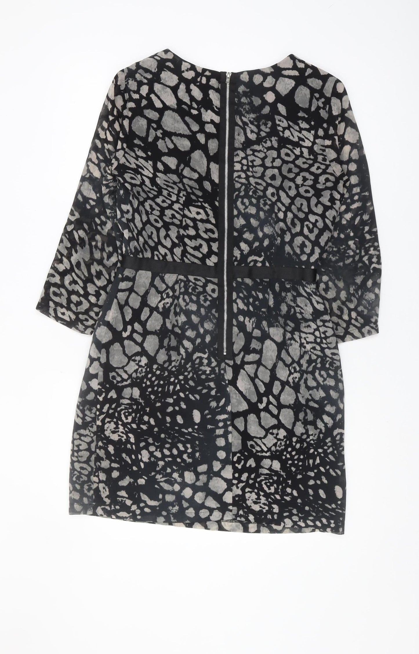 Topshop Women's Black Animal Print Shift Dress UK 10
