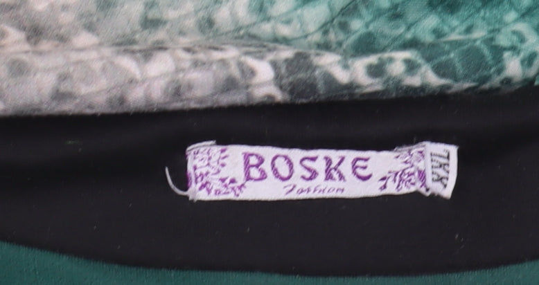 Boske Women's Green Animal Print Sleeveless Dress