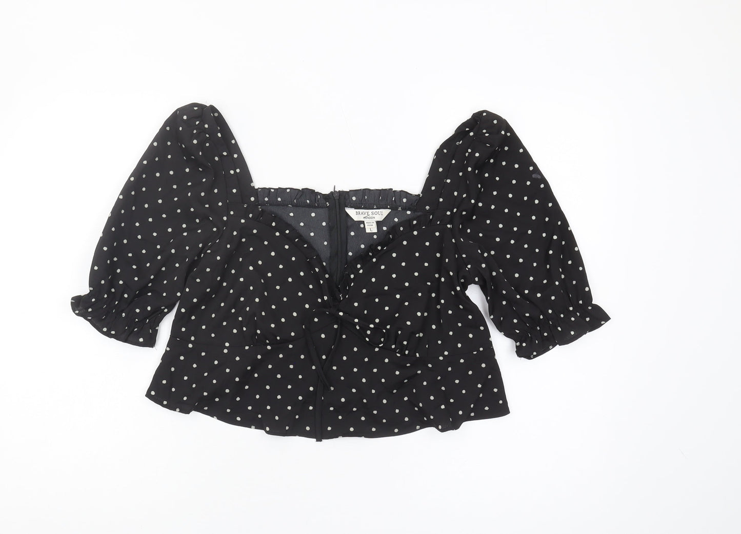 Womens UK Size L Brave Soul Black Cropped Blouse