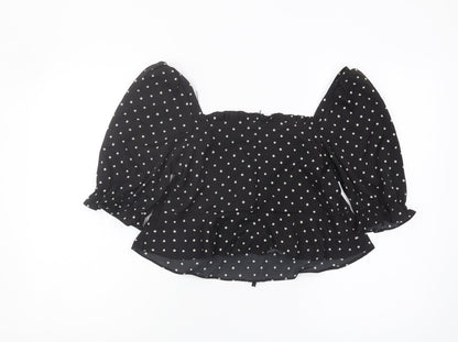 Womens UK Size L Brave Soul Black Cropped Blouse