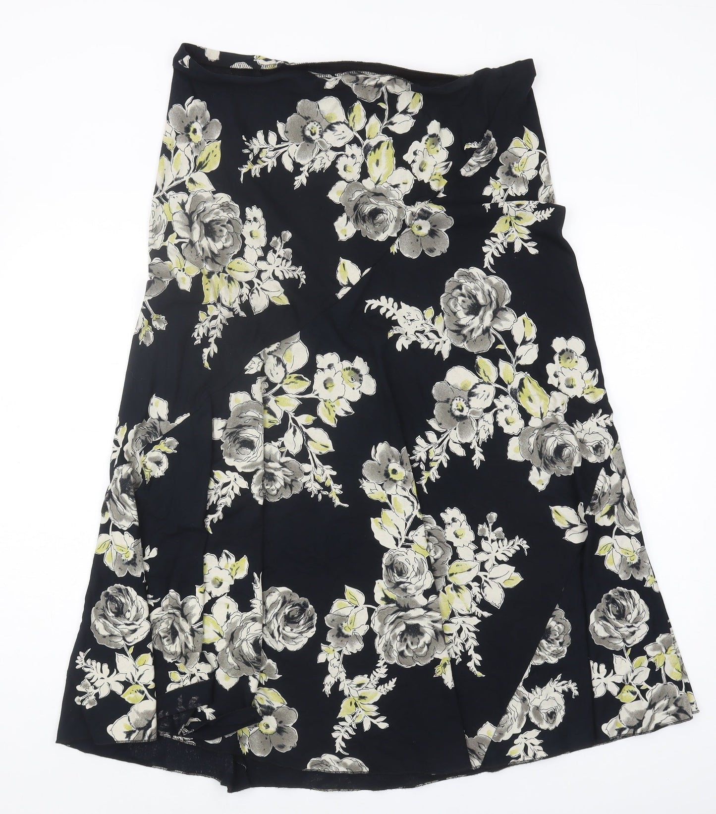 Marks and Spencer Floral Black Skirt Size 14 Viscose