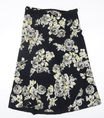 Marks and Spencer Floral Black Skirt Size 14 Viscose