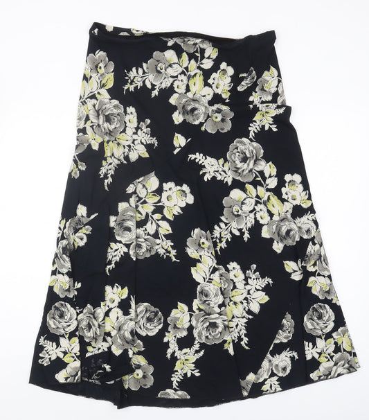 Marks and Spencer Floral Black Skirt Size 14 Viscose