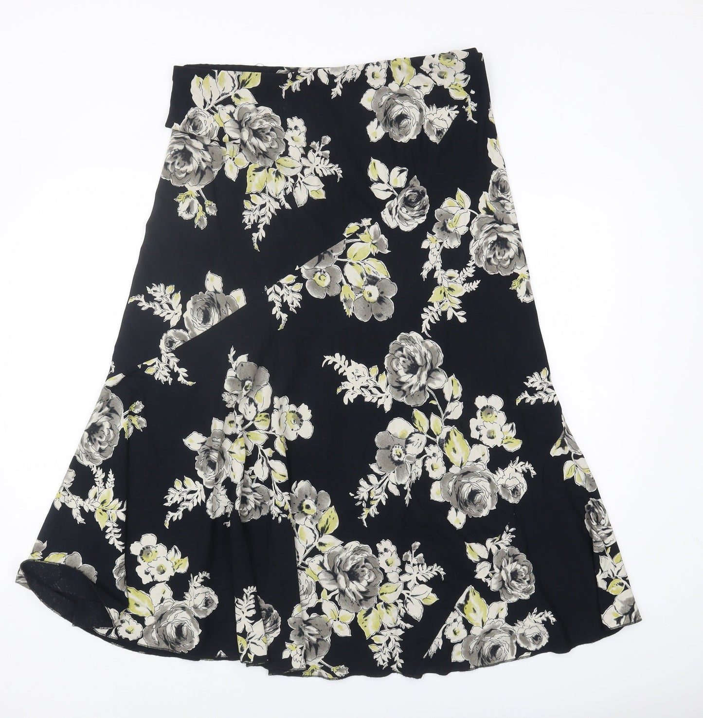 Marks and Spencer Floral Black Skirt Size 14 Viscose