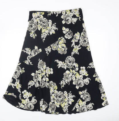Marks and Spencer Floral Black Skirt Size 14 Viscose
