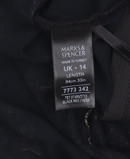 Marks and Spencer Floral Black Skirt Size 14 Viscose