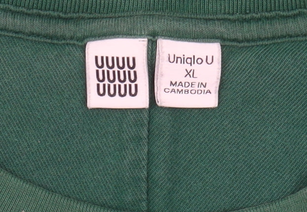 Uniqlo Men's XL Green Cotton Crew Neck T-Shirt