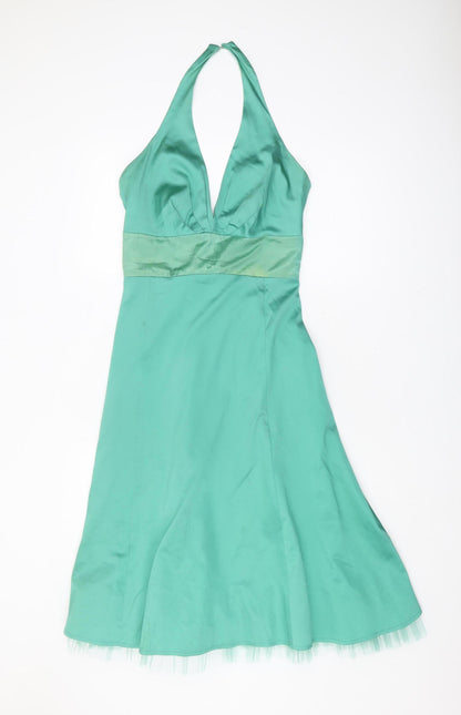 Warehouse Green A-Line Halter Dress Size 10 for Women