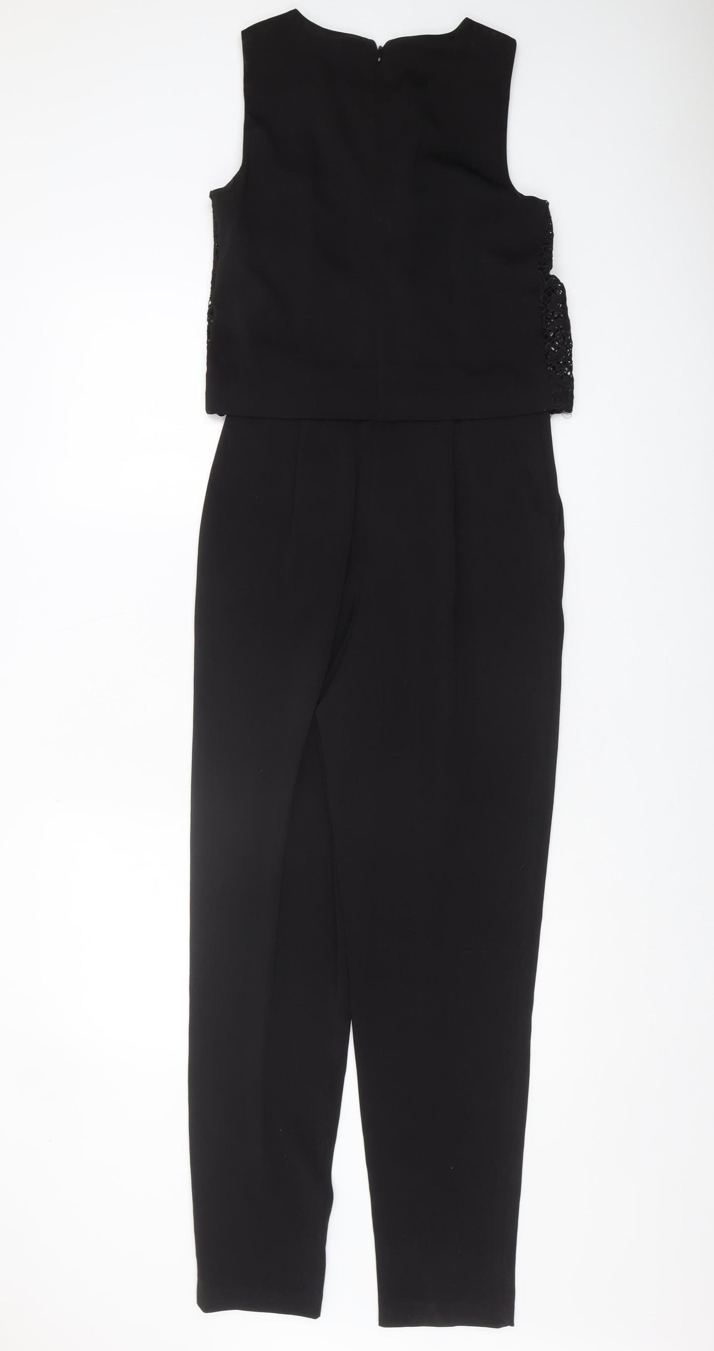 Warehouse Black Lace Detail Women's Jumpsuit, Size 8
