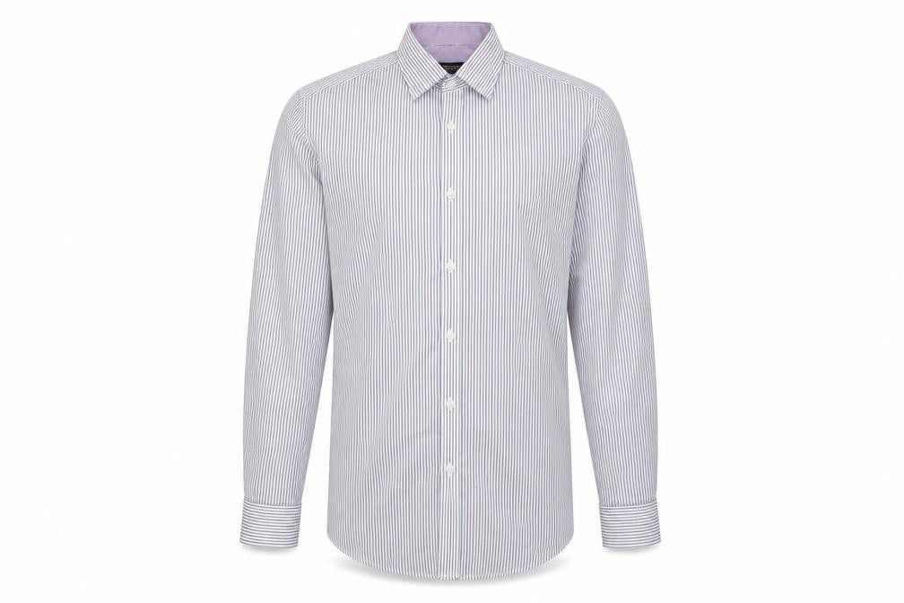 Front view of St.George by Duffer Men's Stripe Shirt Slim Fit 15.5