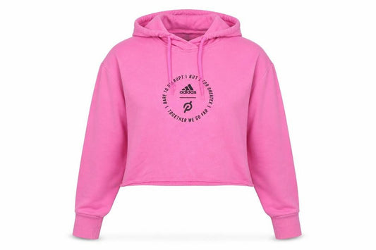Front view of Adidas Women's Pink Hoodie, size 8, - Stylish & Comfortable