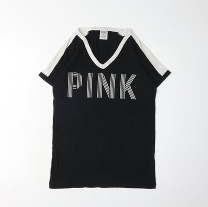 Womens UK Size XS Victoria's Secret Black Ringer T-Shirt