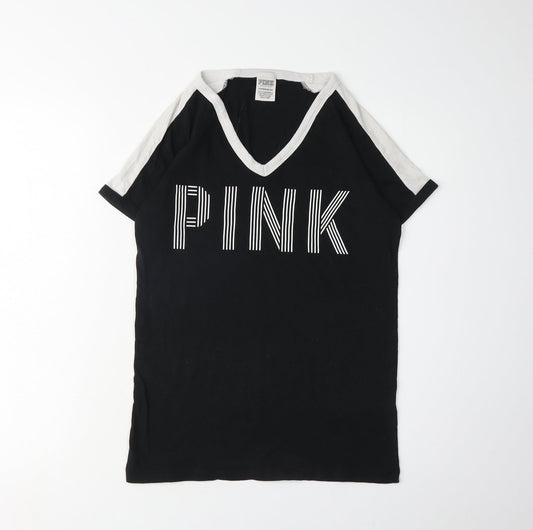 Womens UK Size XS Victoria's Secret Black Ringer T-Shirt