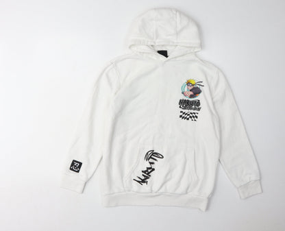 Naruto Boys White Pullover Hoodie 12-13 Years Anime Graphic