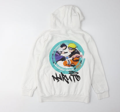 Naruto Boys White Pullover Hoodie 12-13 Years Anime Graphic