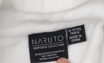 Naruto Boys White Pullover Hoodie 12-13 Years Anime Graphic