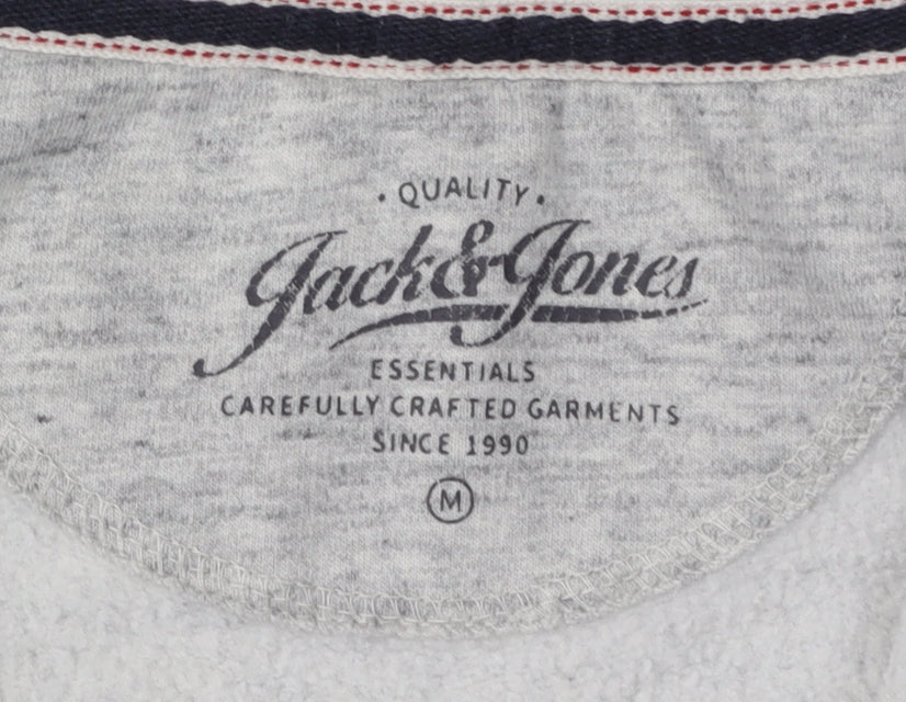 Mens UK Size M JACK & JONES Grey Full Zip Hoodie