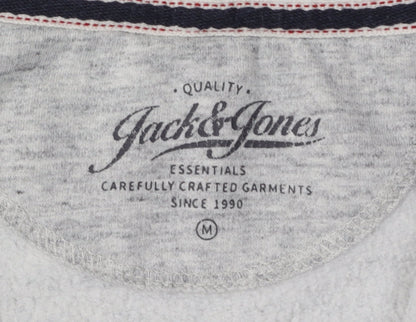 Mens UK Size M JACK & JONES Grey Full Zip Hoodie