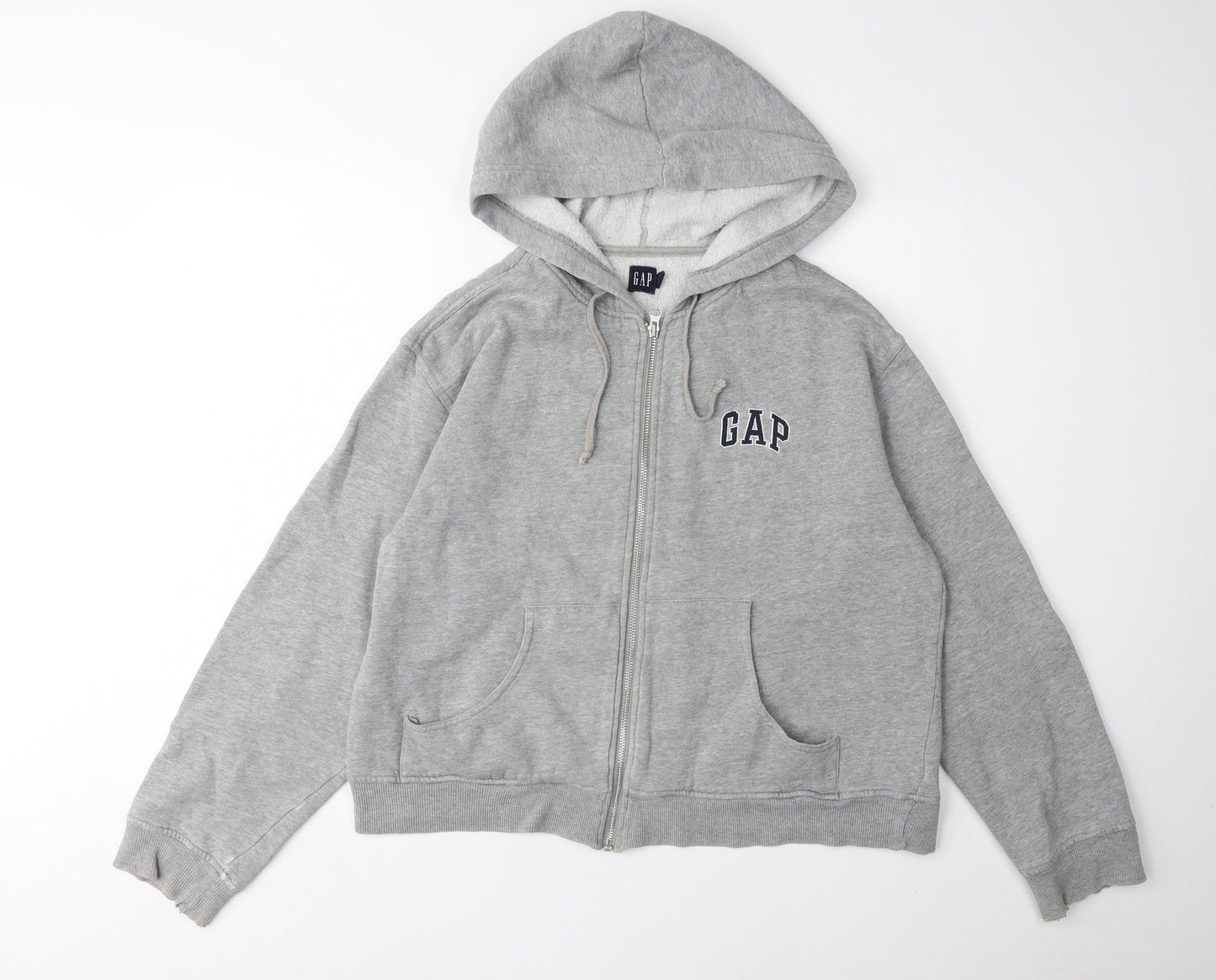 GAP Grey Full Zip Hoodie Medium Unisex with Logo