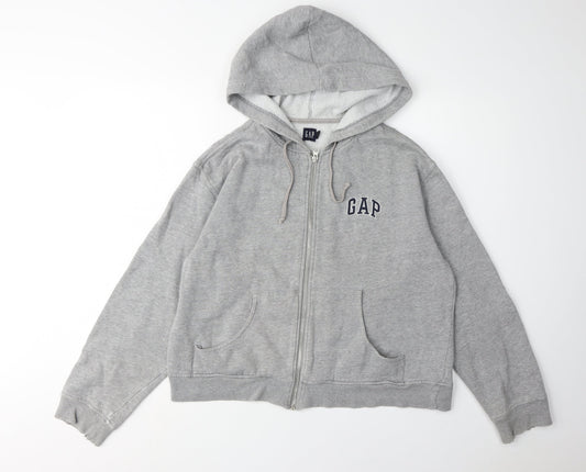 GAP Grey Full Zip Hoodie Medium Unisex with Logo