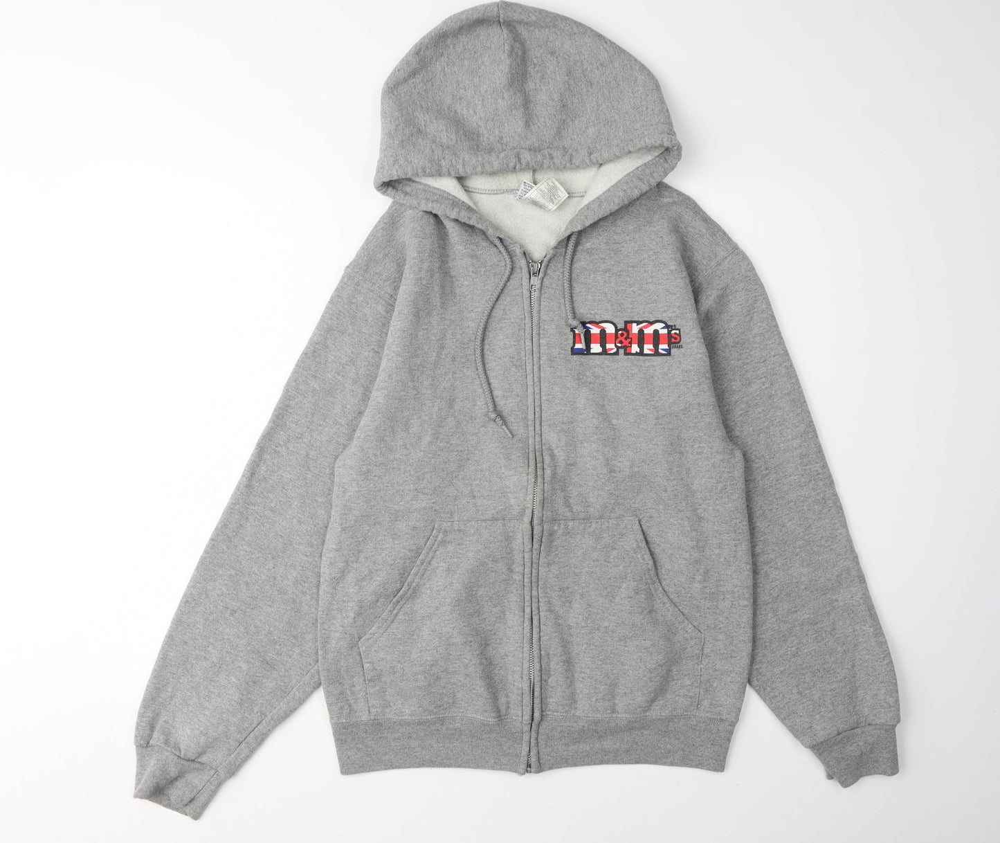 M&Ms Unisex Grey Full Zip Hoodie with Logo, S