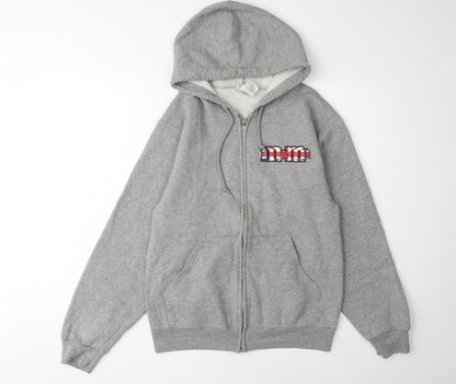 M&Ms Unisex Grey Full Zip Hoodie with Logo, S