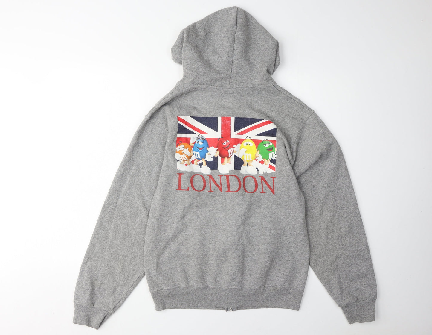 M&Ms Unisex Grey Full Zip Hoodie with Logo, S