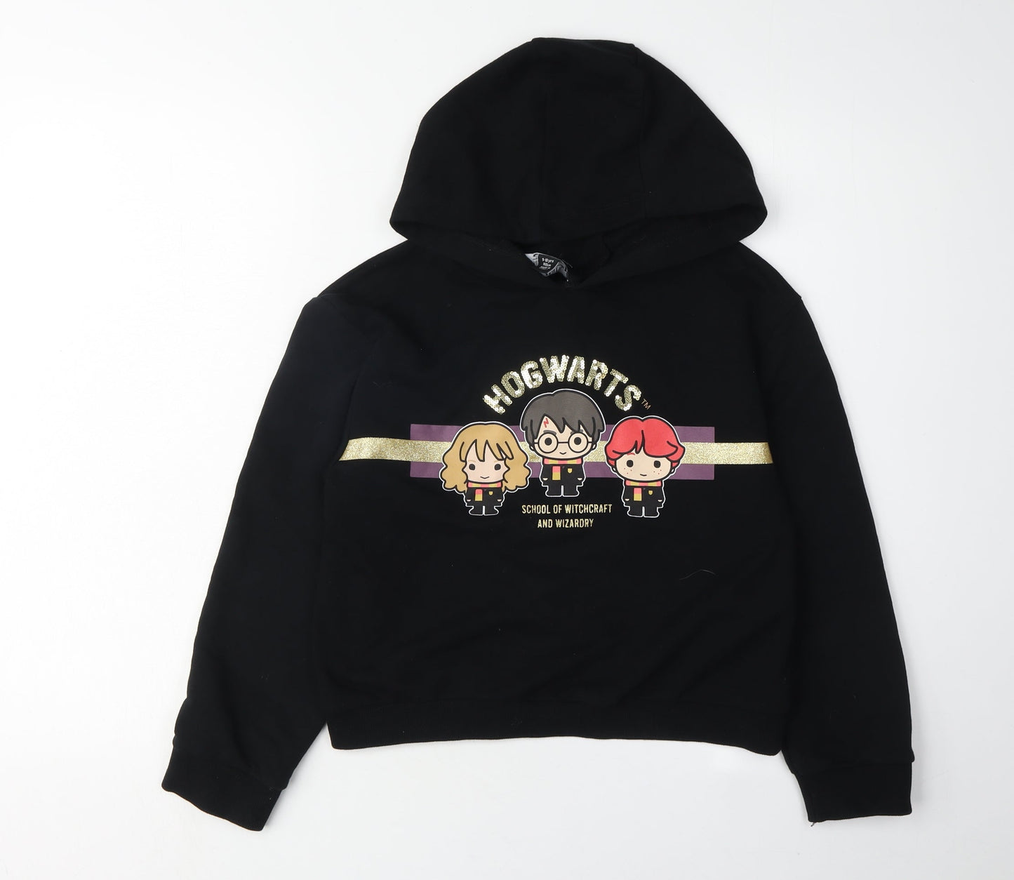 Harry Potter Girls Black Hoodie, 9-10 Years, Pullover Style