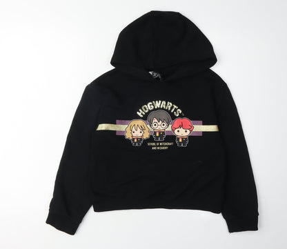 Harry Potter Girls Black Hoodie, 9-10 Years, Pullover Style