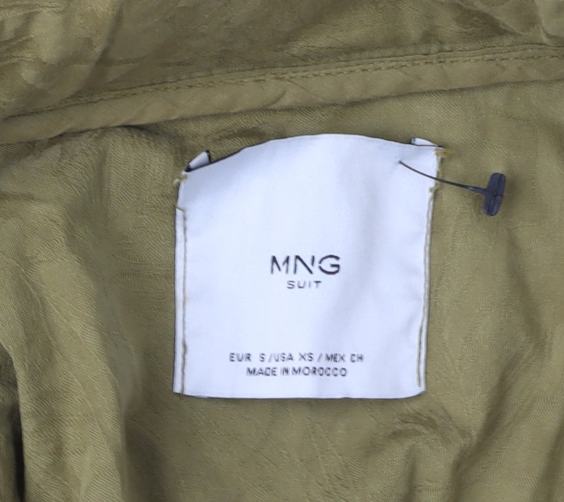 MNG Women's Green Parka Jacket Size S - Hooded Long Length