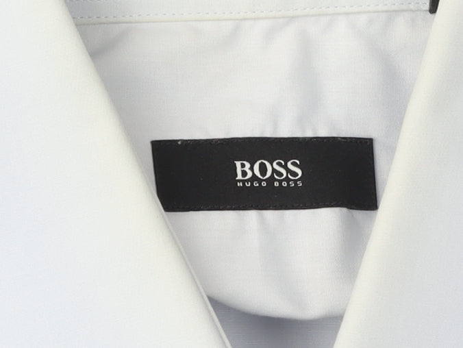Boss Men's White Short Sleeve Button-Up Shirt Size 39