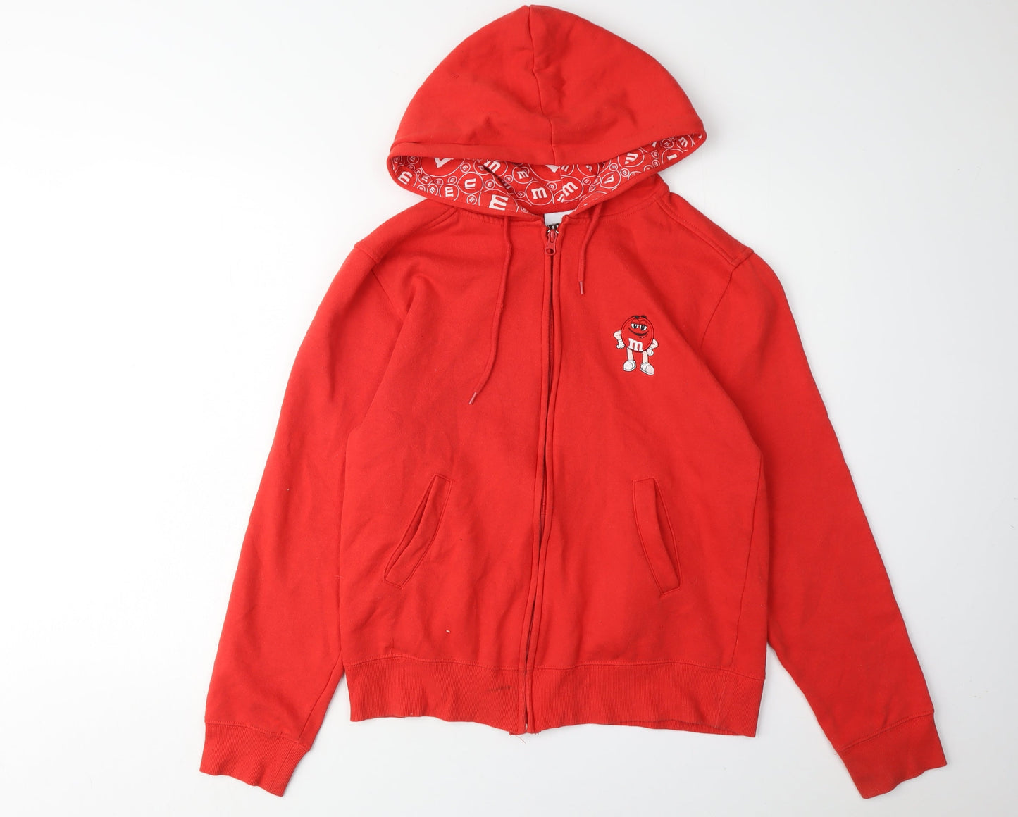 M&M's World Red Full Zip Hoodie, Unisex S, Casual Fun