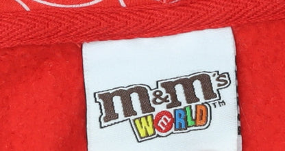 M&M's World Red Full Zip Hoodie, Unisex S, Casual Fun