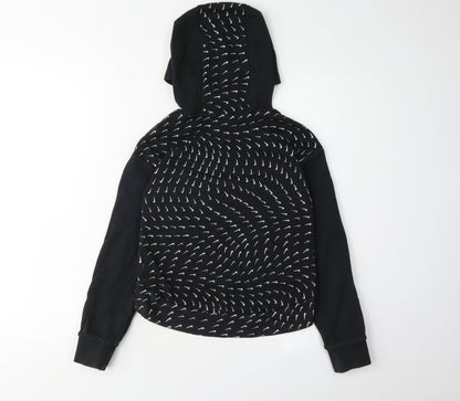 Nike Girls Black Graphic Hoodie, Size 6-7 Years, Pullover Style