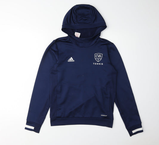 Additional front view of Adidas boys’ blue pullover hoodie 11-12 years sports quick dry