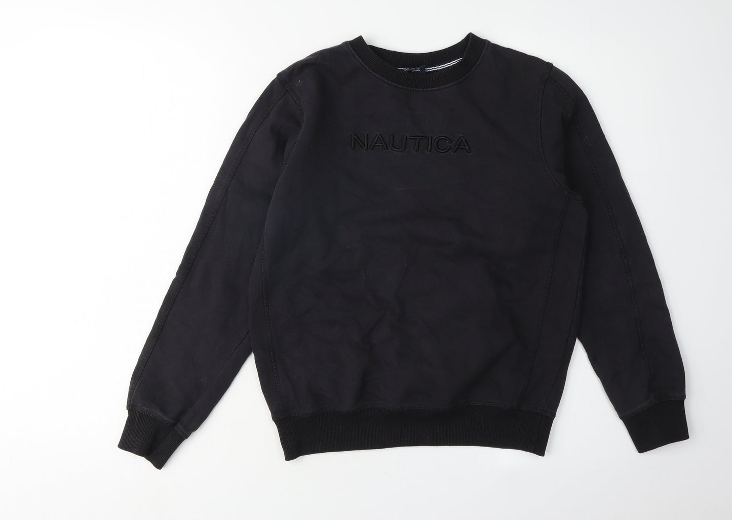 Nautica Boys Black Logo Sweatshirt, Size 10, Crew Neck