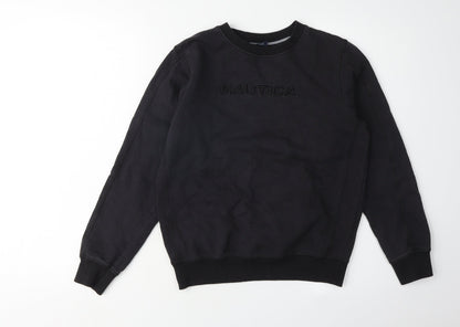 Nautica Boys Black Logo Sweatshirt, Size 10, Crew Neck