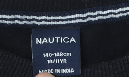 Nautica Boys Black Logo Sweatshirt, Size 10, Crew Neck