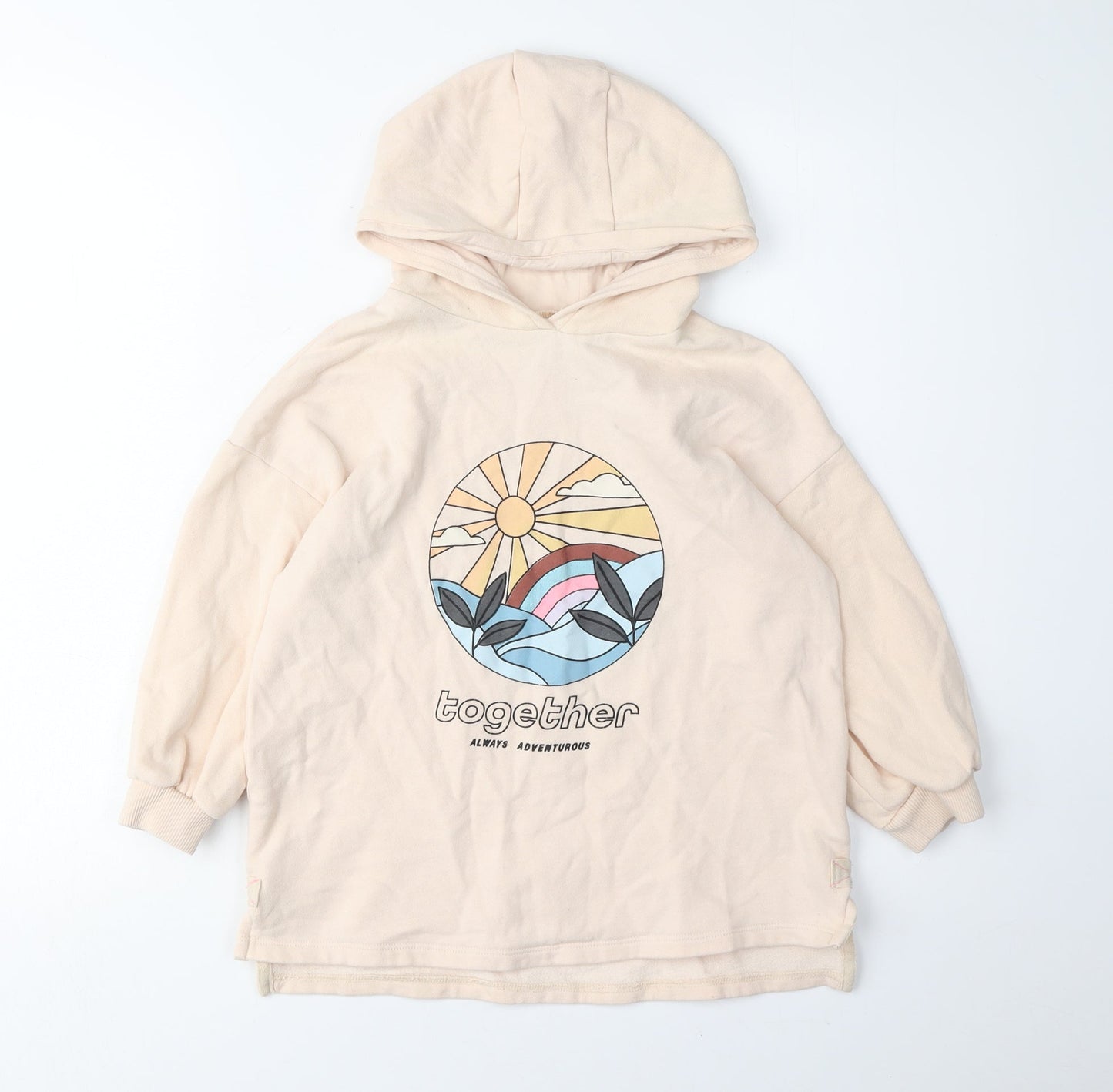 Next Girls Beige Hoodie, Graphic Print, 5-6 Years