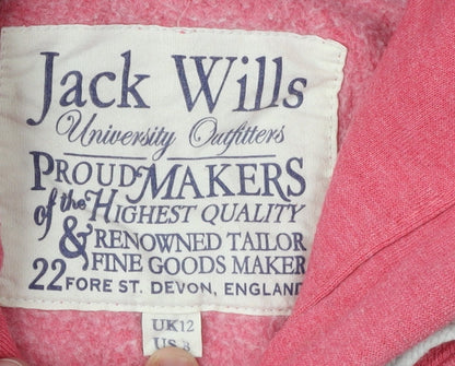 Womens UK Size 12 Jack Wills Pink Pullover Hoodie