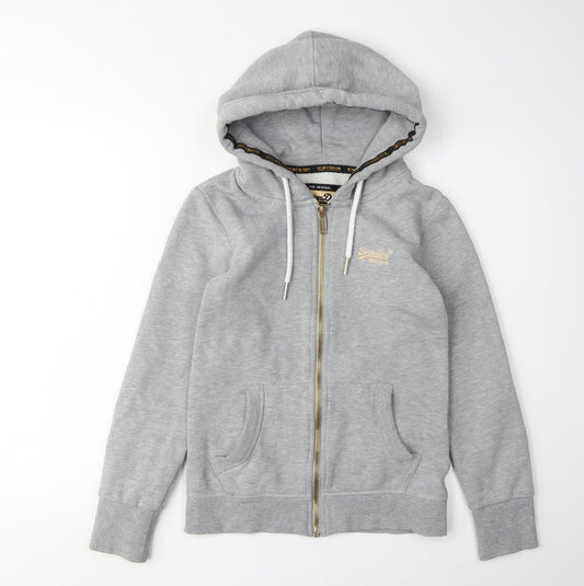 Superdry Women's Grey Full Zip Hoodie UK 8