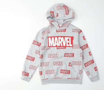 Marvel Boys Grey Pullover Hoodie, 9-10 Years, Graphic Print