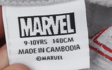 Marvel Boys Grey Pullover Hoodie, 9-10 Years, Graphic Print