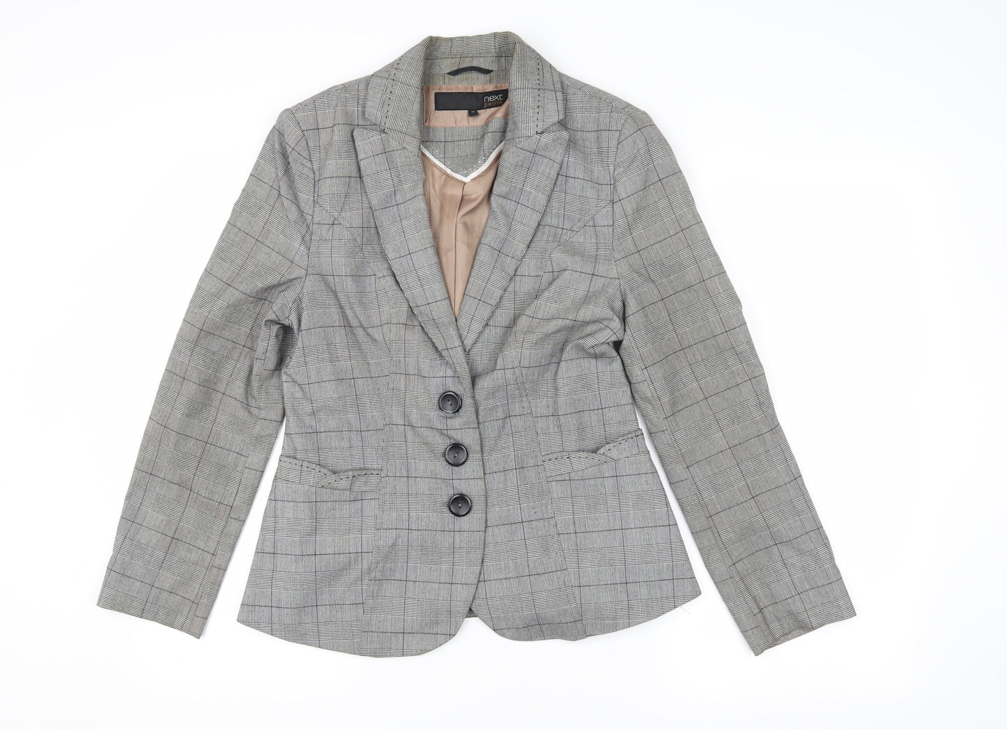 Next Women's Grey Check Suit Jacket Size 10 Petites